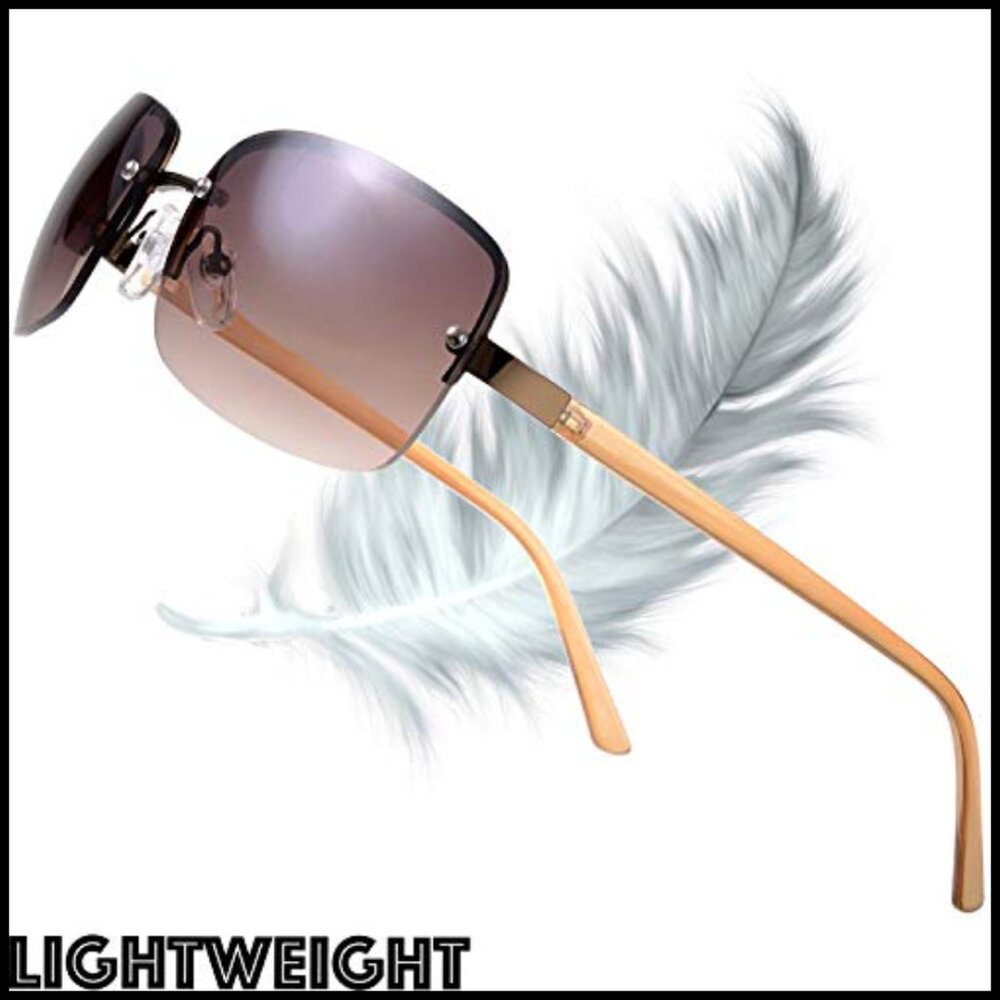 Minimalist Semi-Rimless Rectangular Sunglasses Po… - image 6